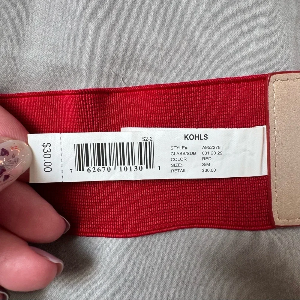 Kohl's Red and Black Belt with Geometric Buckle